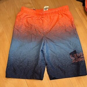 Under Armour Boys Orange to Blue Gradient Swim Trunks XL